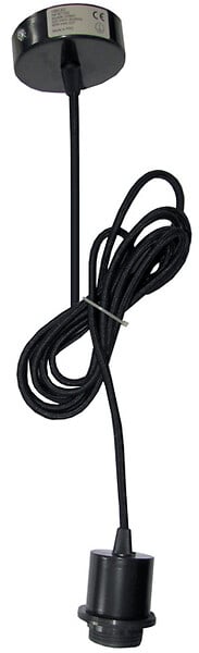 TIBELEC - Monture métal noire E27 60W maxi et fil tissu noir TIBELEC - large