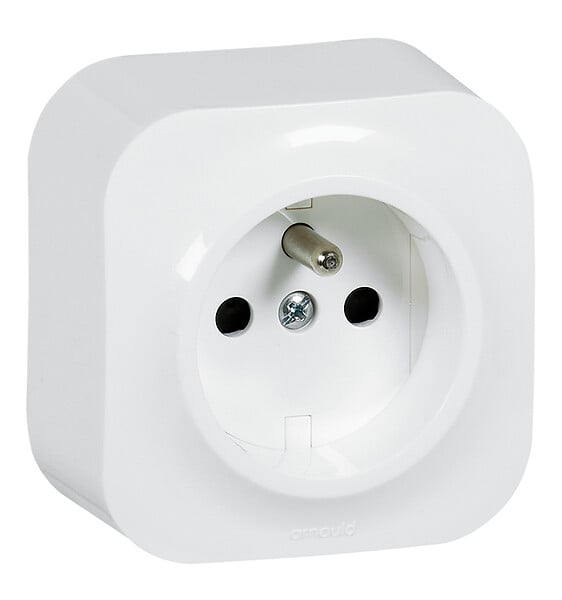 ARNOULD - Prise de courant avec terre saillie Profil Eco - 16A - blanc - large