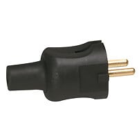 LEGRAND - Fiche 2P 16A avec étiquette avec Gencod - Caoutchouc - Noir - large