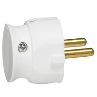 LEGRAND - Fiche plastique 2P 16A extra-plate à sortie latérale - blanc - large