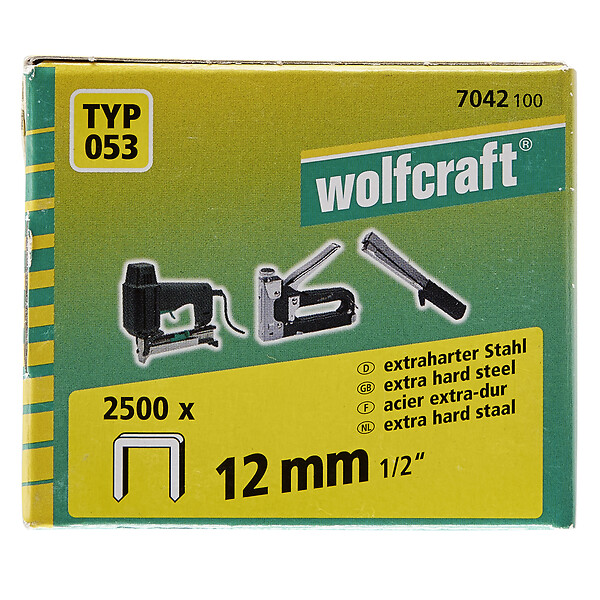 WOLFCRAFT - 1000 Agrafes larg.a.trempé type 053 12mm - large