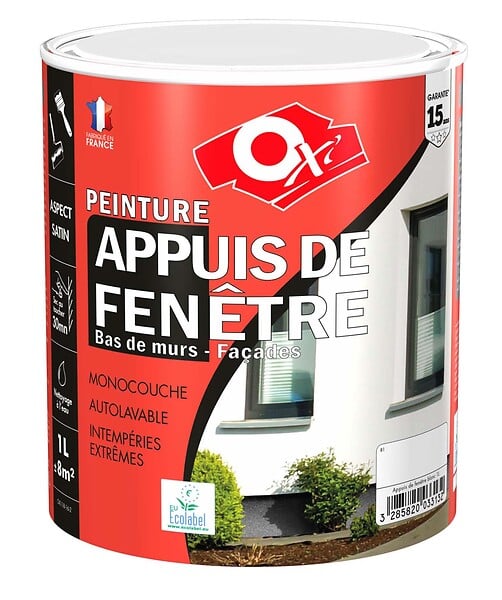 OXI - Peinture appuis fenêtre blanc 1L - large