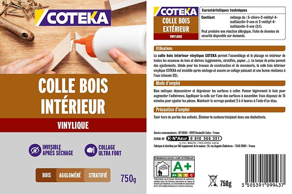 COTEKA - Colle bois intérieur vinylique 750g - large