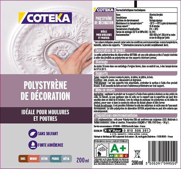 COTEKA - Colle polystyrene deco 200ml - large