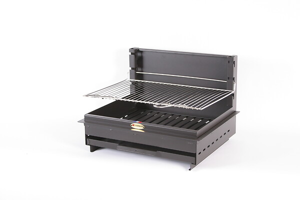 LE MARQUIER - Barbecue charbon encastrable acier noir 54x32cm Montory - large
