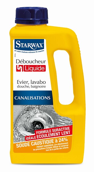 STARWAX - Déboucheur liquide Soude Cuisine-Salle de bains 1l - large