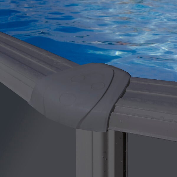 GRE - Piscine ronde acier diam 3,70m x H. 1,22m -  gris anthracite - large