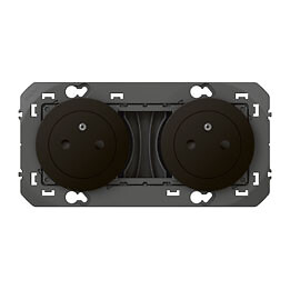 LEGRAND - Double prise de courant 2P+T Surface dooxie 16A précâblées noir - large