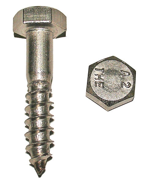 COTEKA - Sachet de 5 tirefonds tête héxagonale inox A2 7x60mm - large