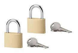 COTEKA - Lot de 2 cadenas laiton 35mm anse acier 4 clés - large