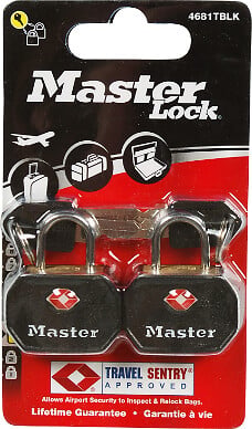 MASTER LOCK - Lot de 2 cadenas bagages certifiés TSA 30mm anse d.5xh.15mm - large