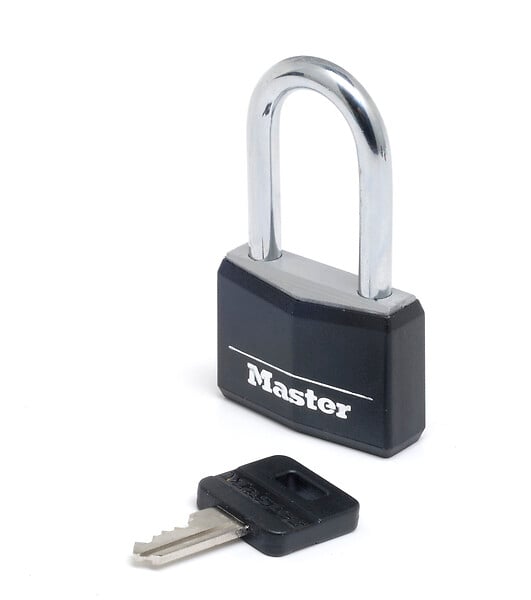 MASTER LOCK - Cadenas à clé alu avec protection en vinyle noir 40mm anse d.6xh.38mm - large