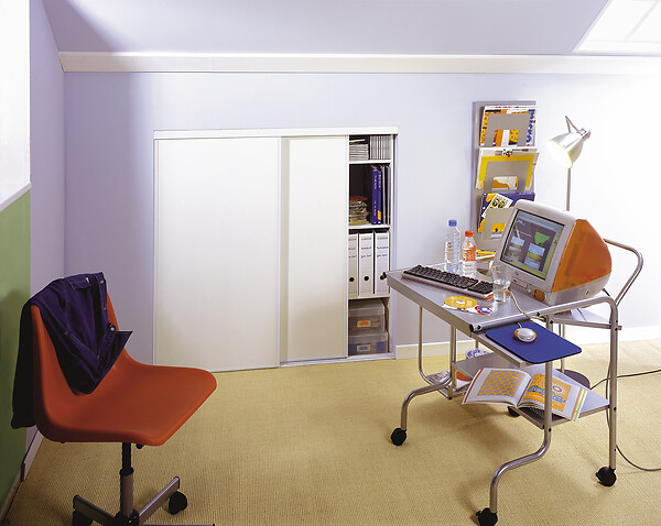 OPTIMUM - Kit deux portes de placard sous combles - Acier - Blanc - 120x120cm - large