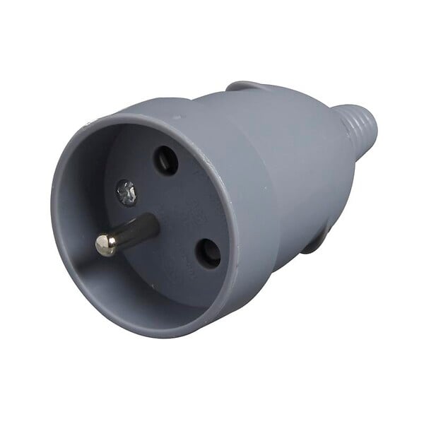 ZENITECH - Fiche électrique femelle 2 pôles + terre 16A. couleur gris - large