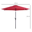 OUTSUNNY - Parasol inclinable de jardin balcon terrasse manivelle toile polyester imperméabilisée haute densité 180 g/m² Ø2,6 x 2,35H m alu rouge vineux - vignette