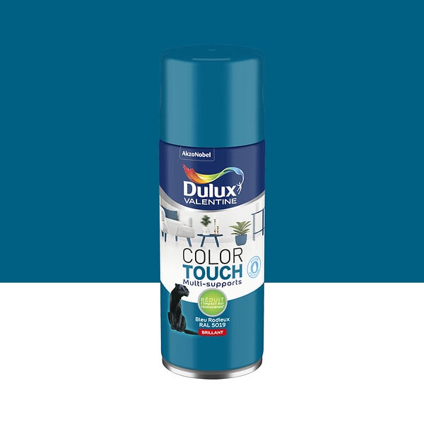 DULUX VALENTINE - Aérosol Color Touch - Bleu Radieux - Brillant - 400ml - large