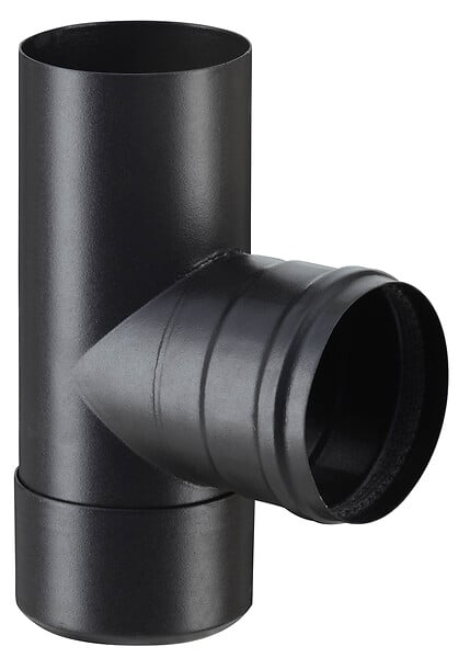 DISTRIWEST - Té tampon en émaillé avec joint - Noir - Mat - D8cm - large