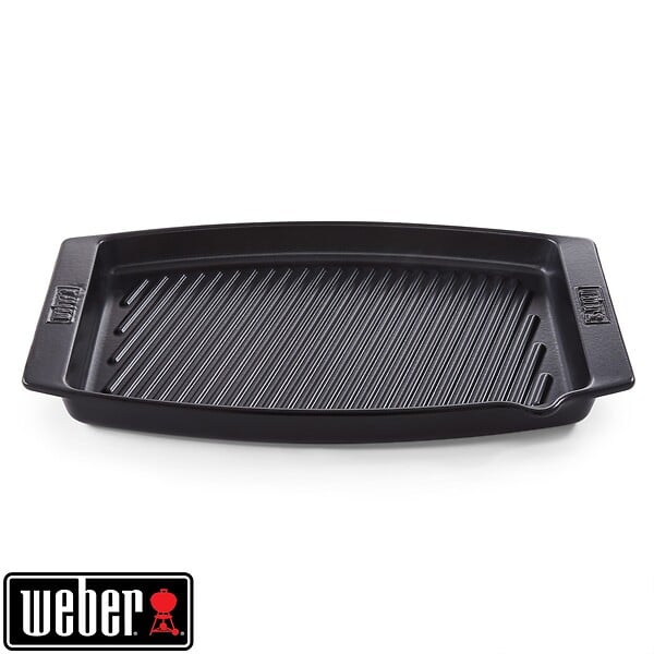 WEBER - Plat à fond cannelé en céramique pour grillade 47x28cm - large
